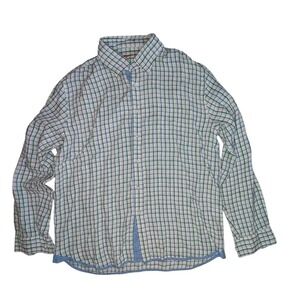 Report Collection Mens XL Checkered Long Sleeve Linen Shirt Button Down Casual‎